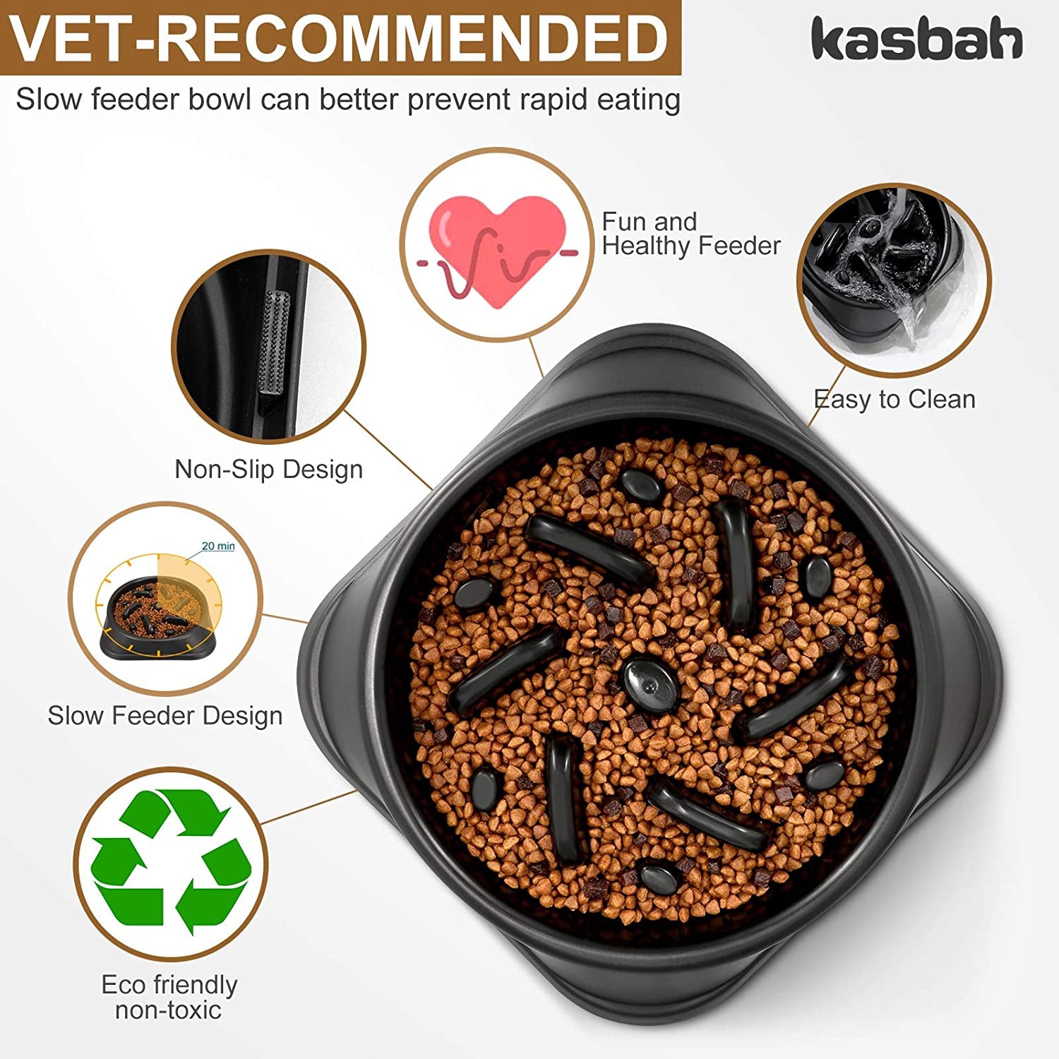 Large Dog Bowl, Puzzle Slow Feeder Dog Bowl for Large Dog Interactive Bloat Stop anti Choking Dog Food Bowl