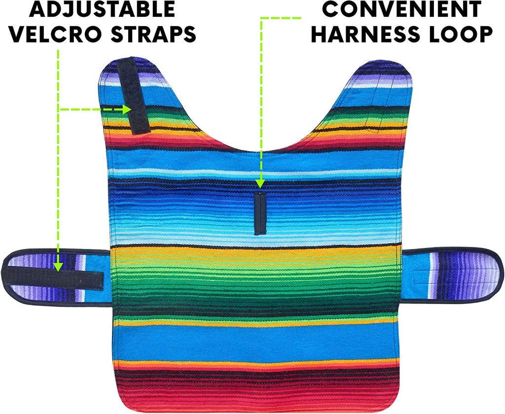 Dog Clothes - Handmade Dog Poncho from Authentic Mexican Blanket by  (Blue, Large)