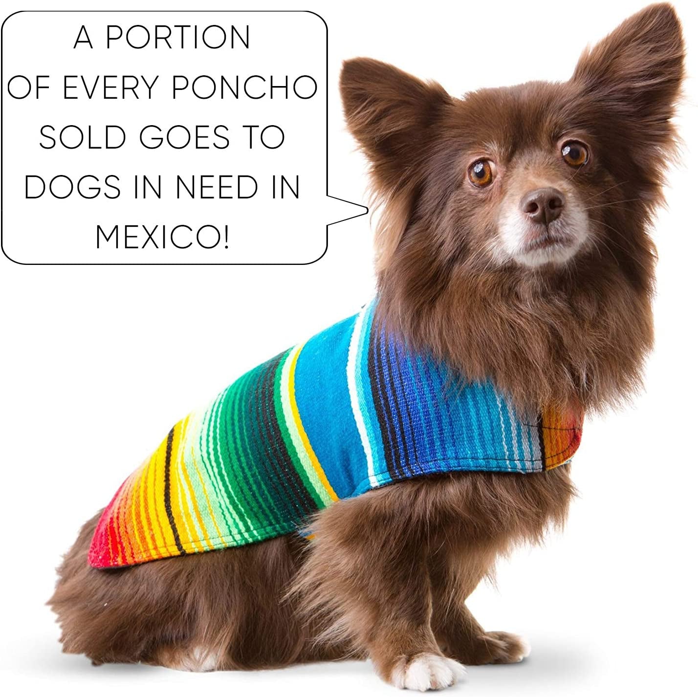 Dog Clothes - Handmade Dog Poncho from Authentic Mexican Blanket by  (Blue, Large)