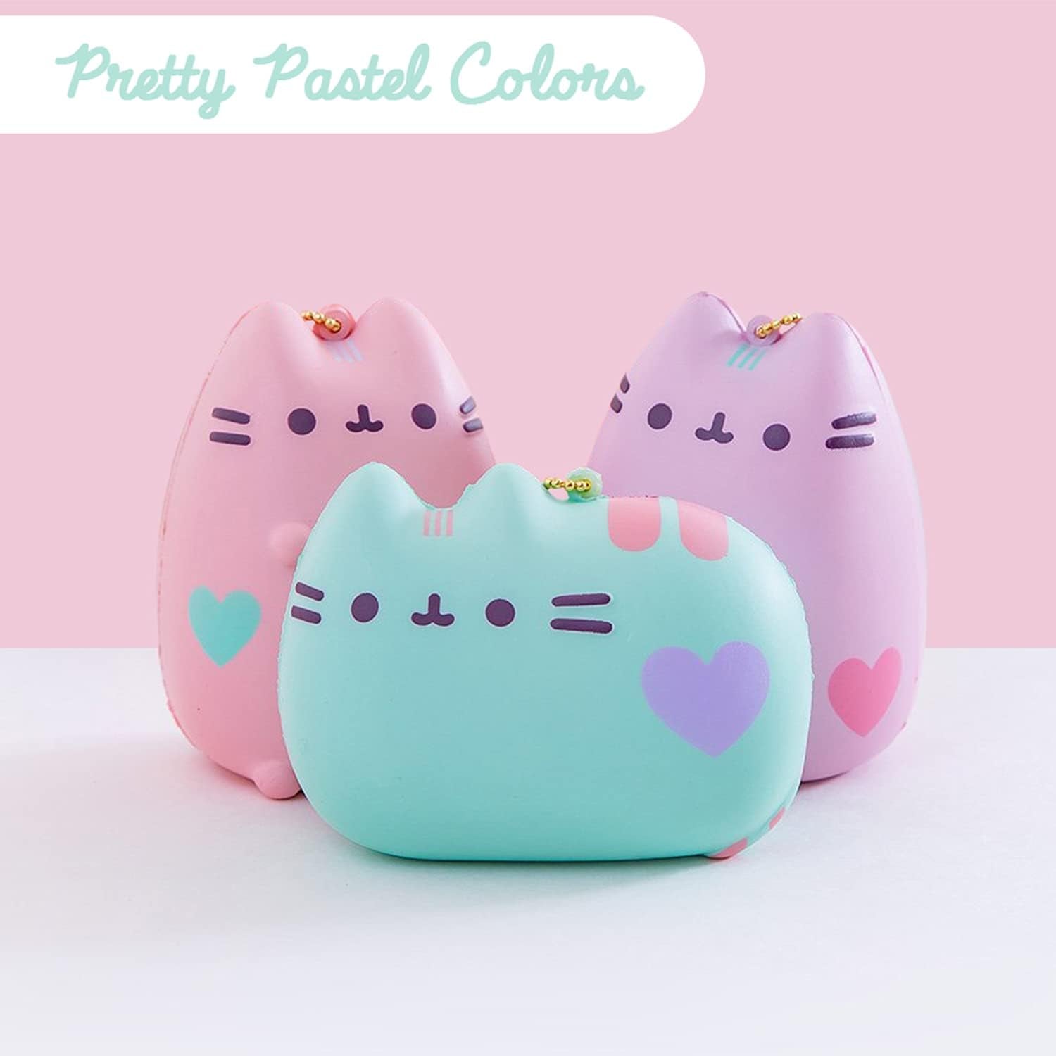 Pusheen Cute Cat Slow Rising Squishy Toy (Pastel Mint) [Christmas Tree Ornaments, Gift Box, Party Favors, Gift Basket Filler, Stress Relief Toys]