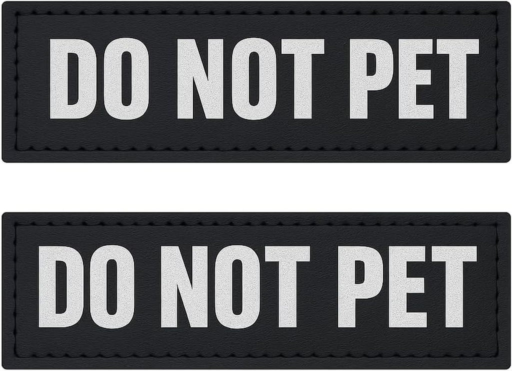 Reflective Do Not Pet Patches with Hook Backing for Service Animal Vests/Harnesses Medium (5 X 1.5) Inch