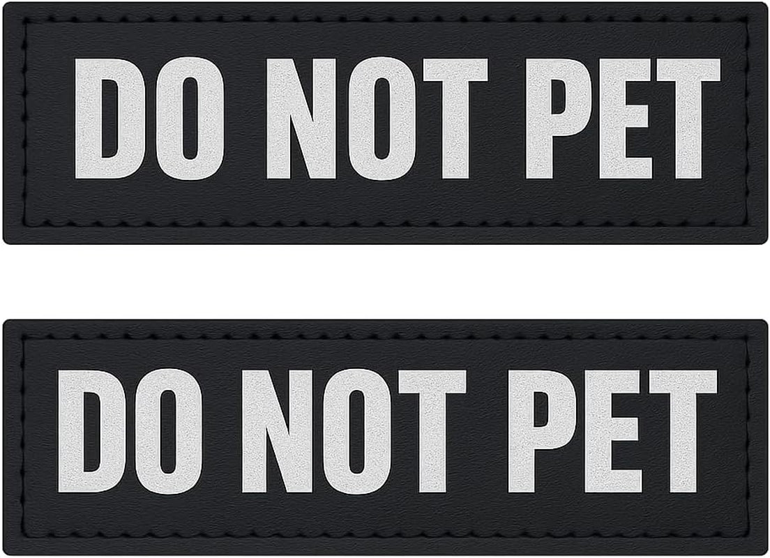 Reflective Do Not Pet Patches with Hook Backing for Service Animal Vests/Harnesses Medium (5 X 1.5) Inch