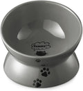 Raised Cat Food Bowl, Ceramic Elevated Bowl, Protects Cat'S Spine, anti Vomiting, Backflow Prevention, Grey