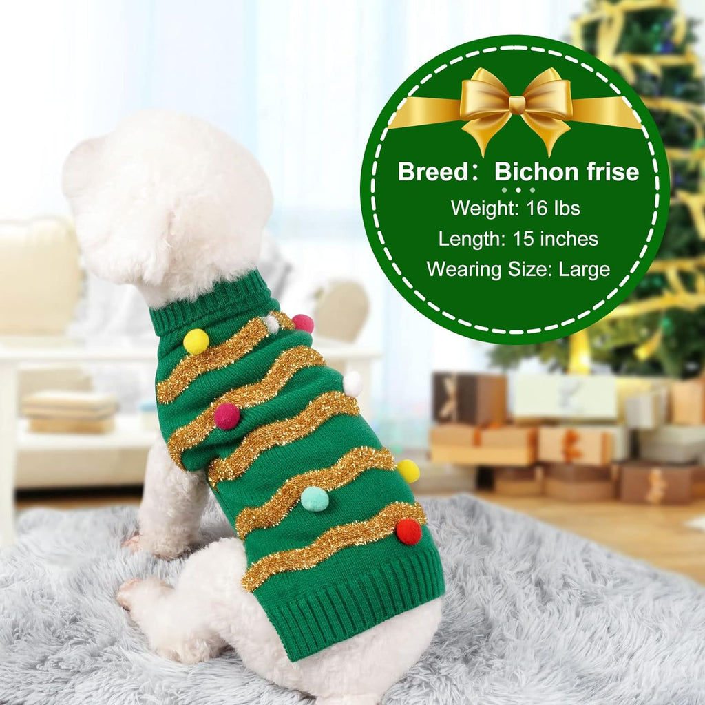 Dog Christmas Sweater Warm Dog Sweaters for Large Dogs Turtleneck Xmas Dogs Clothes with Leash Hole Pet Holiday Outfit XXXL