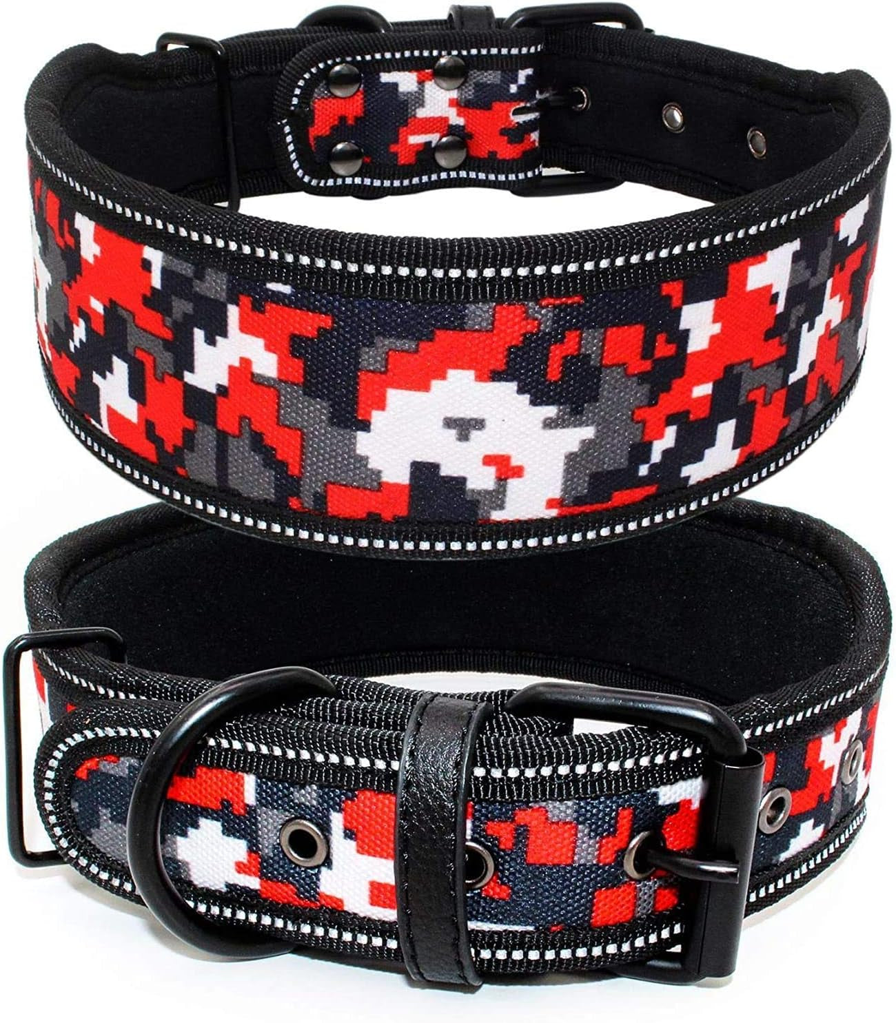 Dog Collar for Large Dogs,Reflective Dog Collar Soft Lining Padded Dog Collar & Heavy Duty Metal Buckle 2" Width Dog Collar for Medium Large Dog Walking Training Adjustable Length