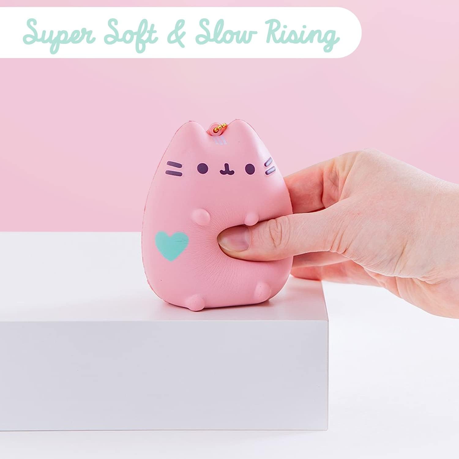 Pusheen Cute Cat Slow Rising Squishy Toy (Pastel Mint) [Christmas Tree Ornaments, Gift Box, Party Favors, Gift Basket Filler, Stress Relief Toys]