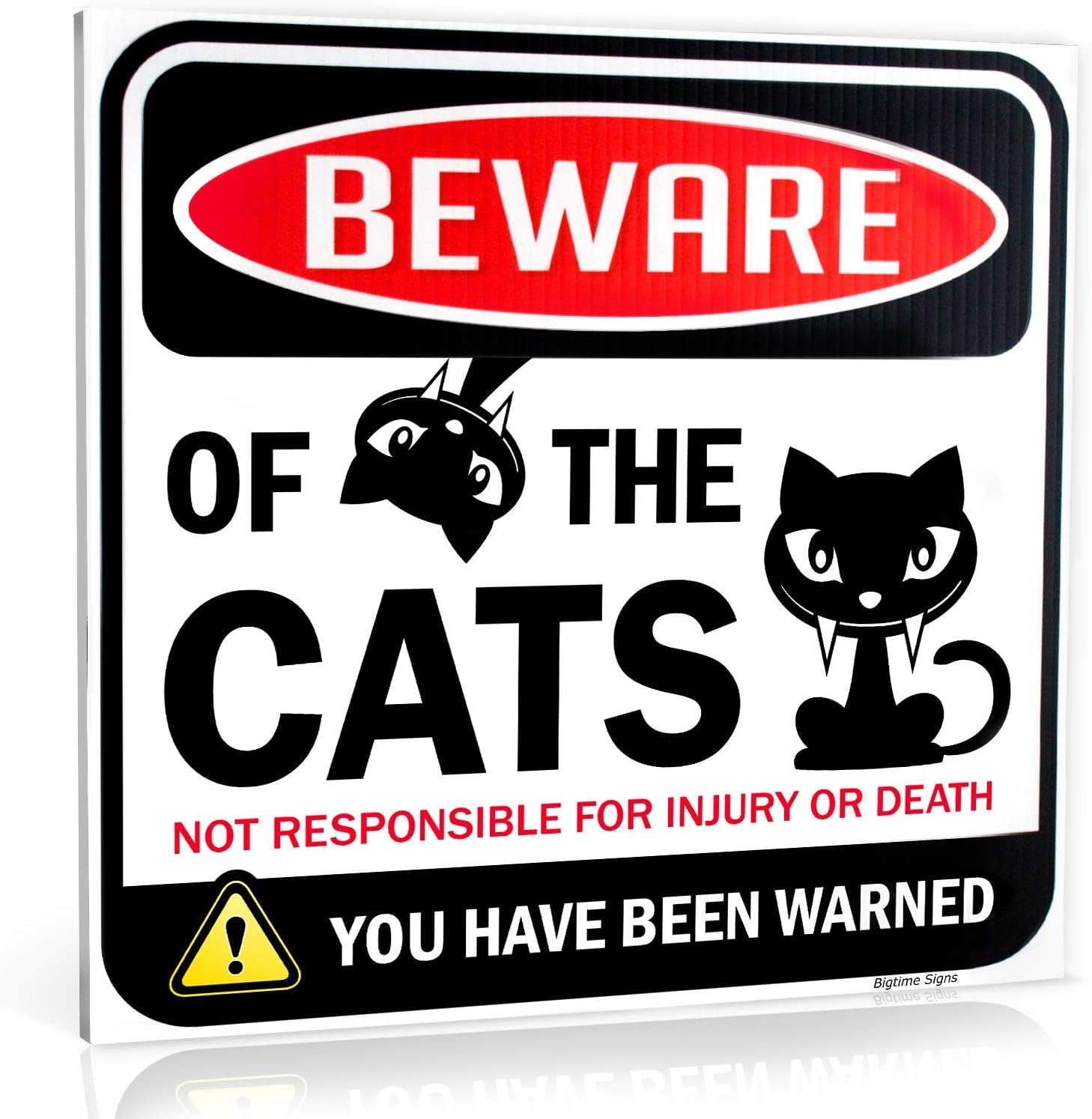 Beware of Cats Sign – Funny Cat Decor for Indoor and Outdoor Use, Window, Office, Bedroom Décor, Gag Gift for Cat Lovers and Decorations