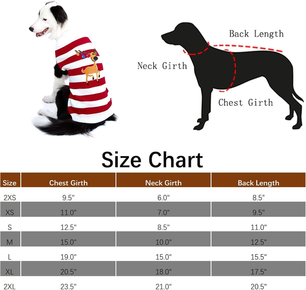Dog Sweater Pet Christmas Elk Bells Sweaters Halloween Reindeer for Small Dog and Cat (M, Red)
