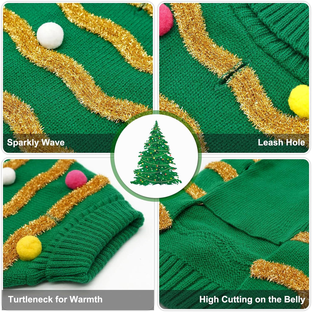 Dog Christmas Sweater Warm Dog Sweaters for Large Dogs Turtleneck Xmas Dogs Clothes with Leash Hole Pet Holiday Outfit XXXL