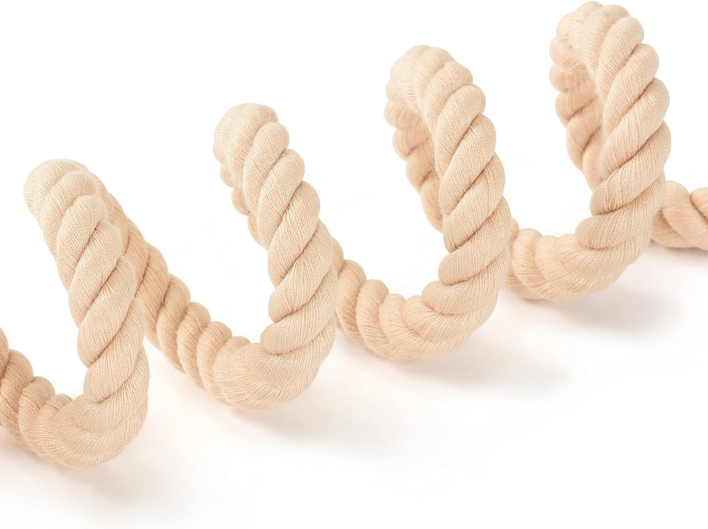 Dog Leash, Braided Cotton Rope Leashes with Leather Tip - Heavy Duty Metal Clasp, 6FT, 1/2" Thick - Wedding, Walking & Training Leash for Small Medium Large Dogs (Light Brown)