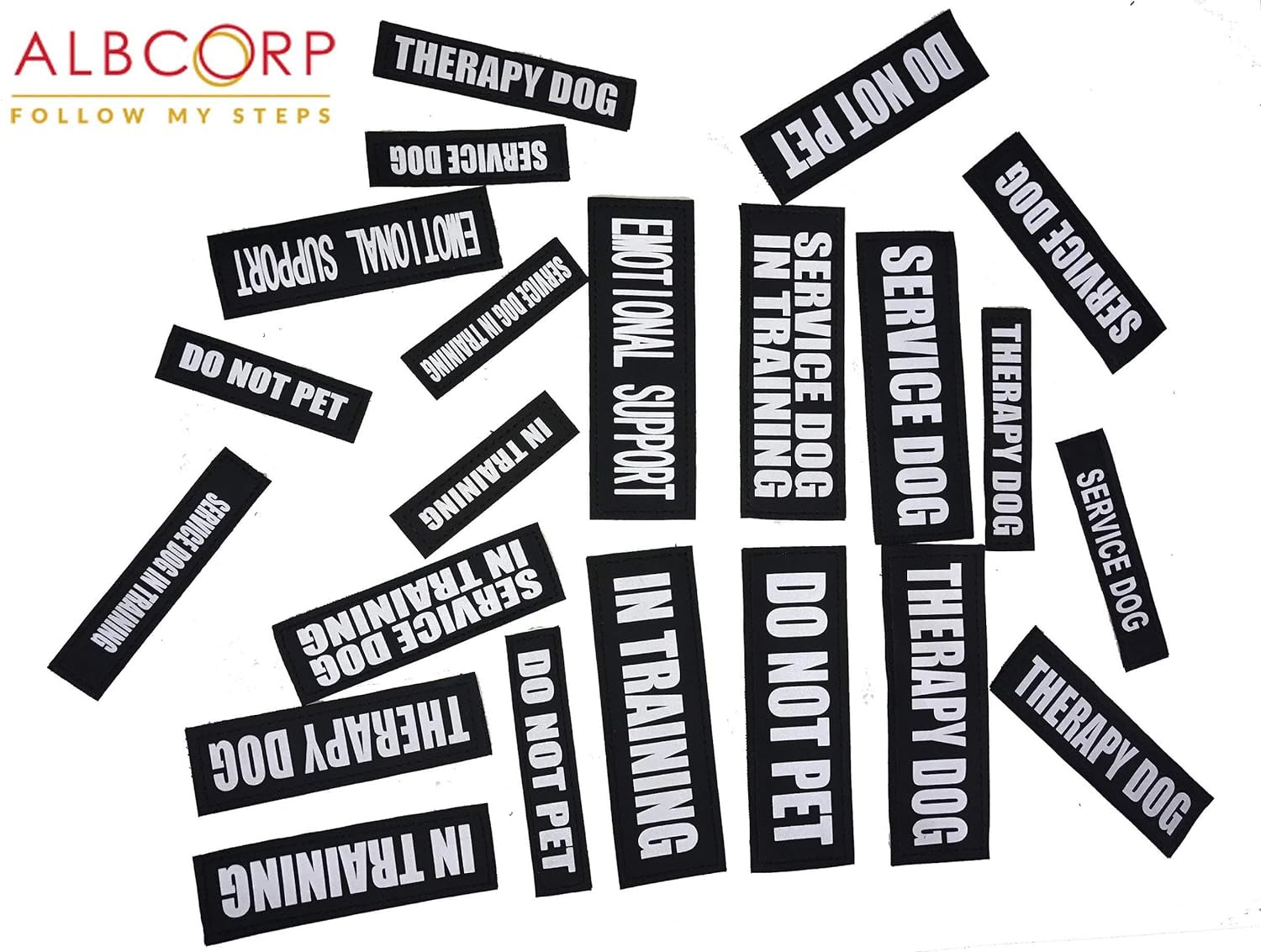 Reflective Do Not Pet Patches with Hook Backing for Service Animal Vests/Harnesses Medium (5 X 1.5) Inch