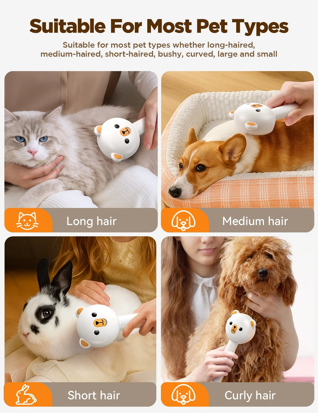 3 in 1 Cat Brush, Cat Steam Brush for Shedding & Grooming Tool, Self-Cleaning Slicker Brush for Indoor Cats, Pet Hair Removal Comb with Release Button for Long Short Haired Cats Dogs