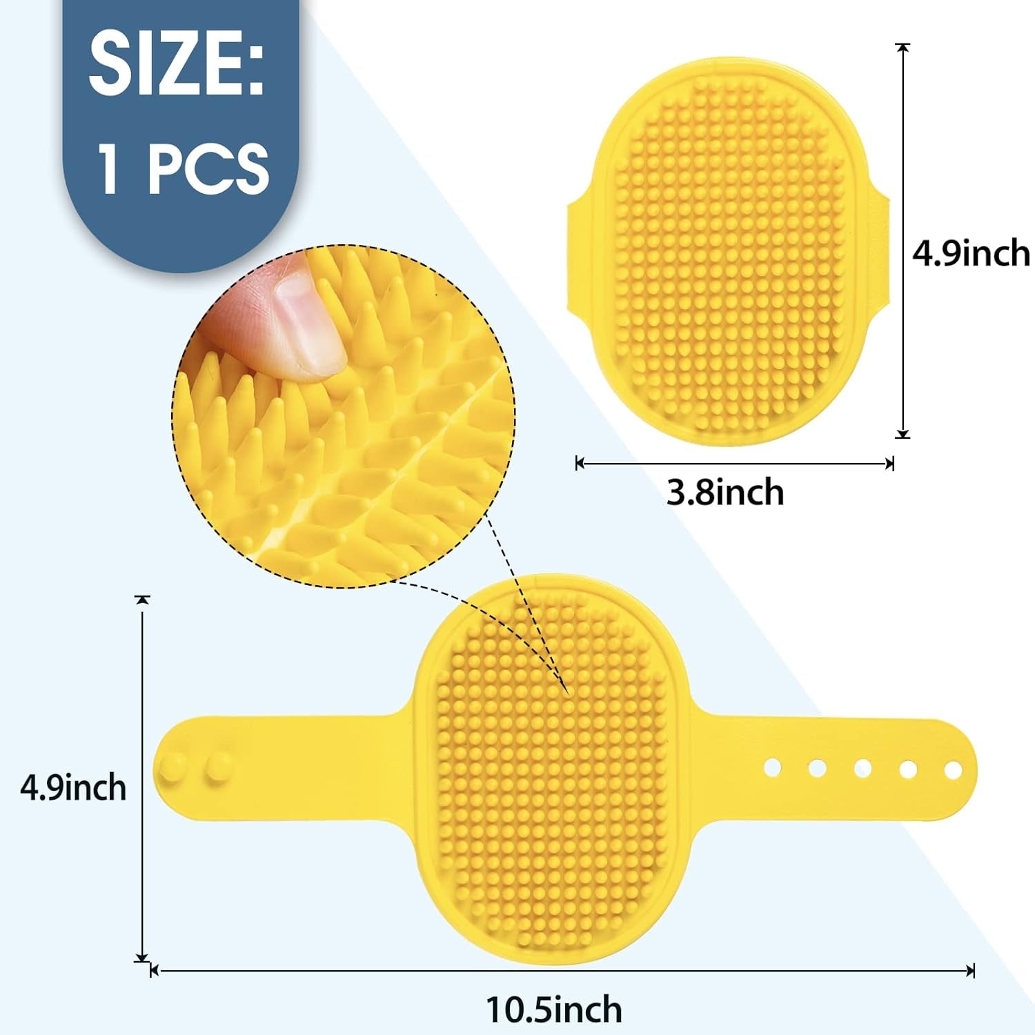Dog Grooming Brush,  Pet Shampoo Bath Brush Soothing Massage Rubber Comb with Adjustable Ring Handle for Long Short Haired Dogs and Cats (Yellow, Pack of 1)