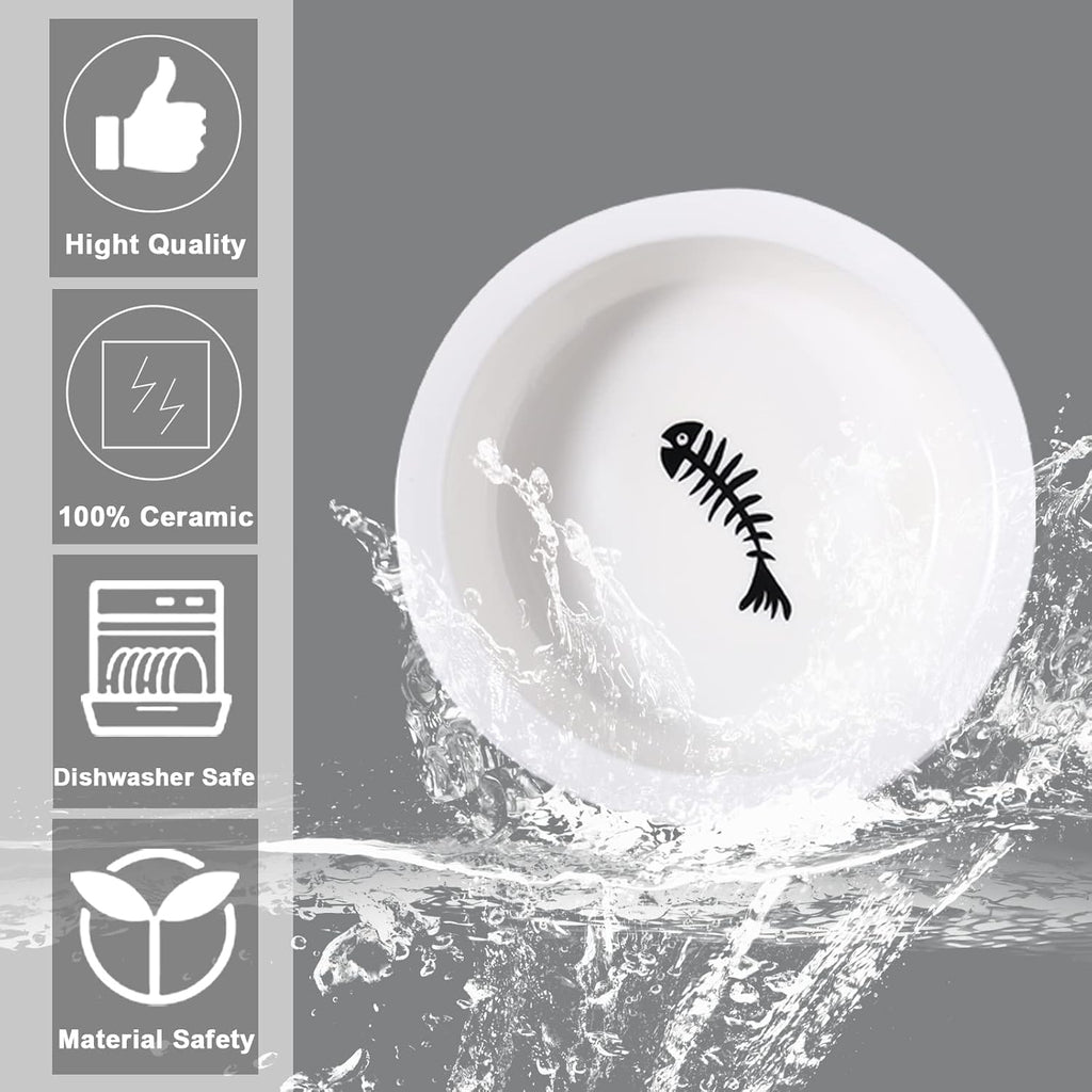 Cat Bowls,Dog Bowls,Ceramic Elevated Pet Raised Cat Food Bowls Set,12 Ounce Cat Bowls with Stand,Dishwasher Safe