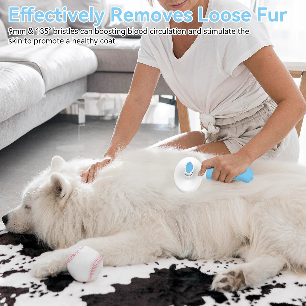 Cat & Dog Grooming Brush – Self-Cleaning Slicker Brush for Shedding, Removes Loose Fur & Tangles, Gentle & Skin-Friendly, Perfect for All Coat Types – Blue