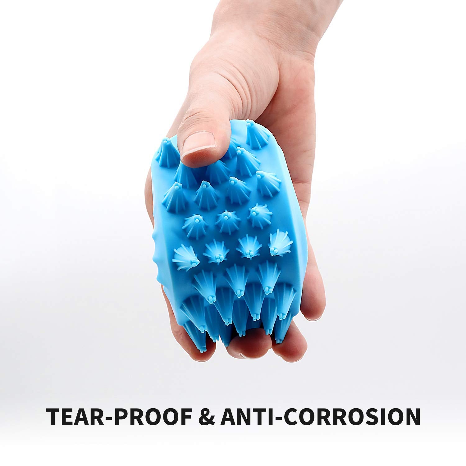 Dog Grooming Brush,  Silicone Dual Side Pet Bath Brush for Deshedding & Massaging, Hair Brush Comb for Pet, Puppy, Cats (Blue)