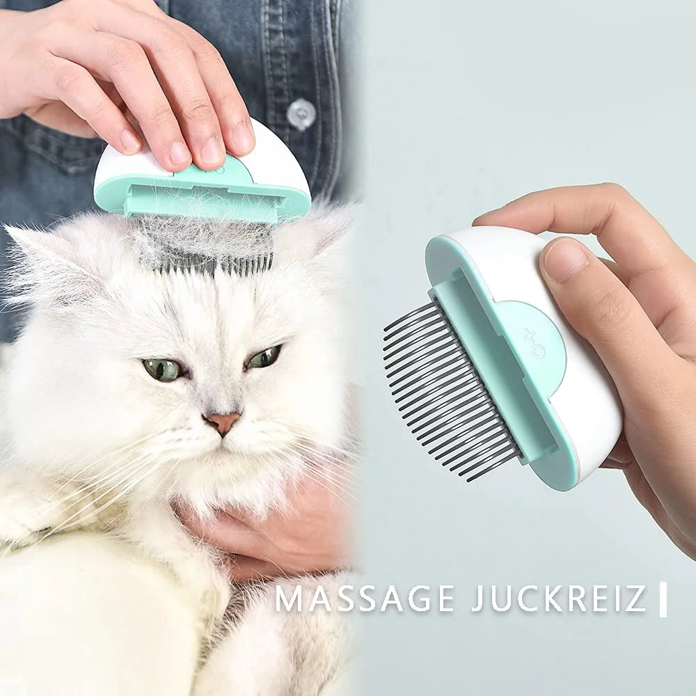 Cat Brush Set, Cat Brush for Shedding and Grooming, Pet Massage Comb (Green)