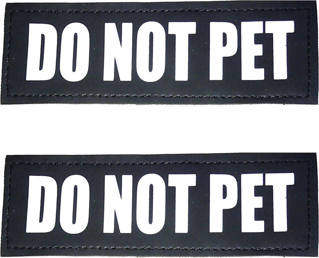 Reflective Do Not Pet Patches with Hook Backing for Service Animal Vests/Harnesses Medium (5 X 1.5) Inch